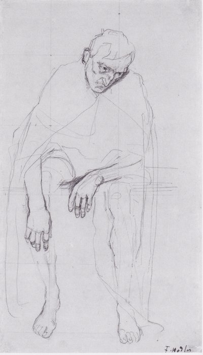 Sitting Old Man - Study for the Disappointed Souls or the Weary of Life by Ferdinand Hodler